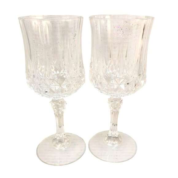 Vintage Crystal Wine Goblets Set Of 2 Elegant Glassware " Cristal d'Arques Wine - Picture 3 of 9